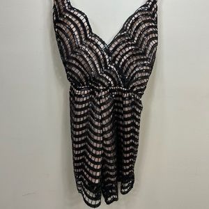Luxe Fashion Lace Shorts Romper with Spaghetti Straps NWT